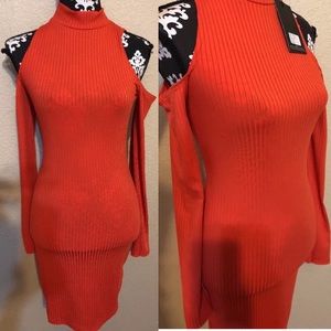 Missguided mock neck cold shoulder midi dress